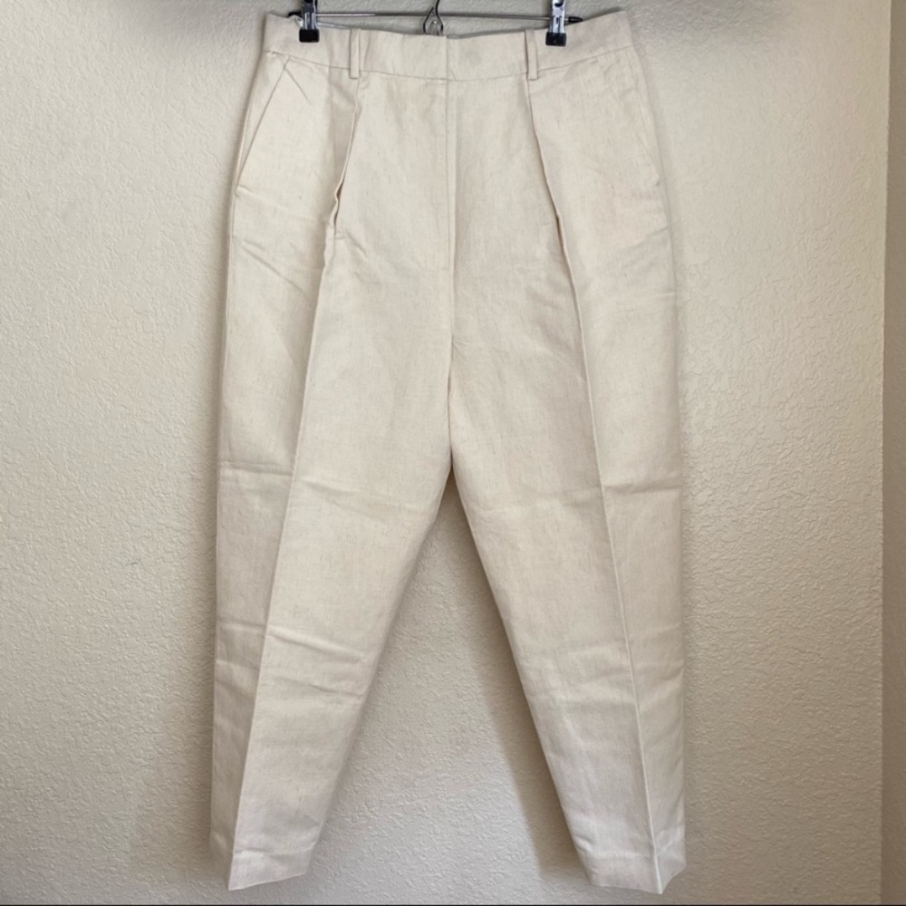 Rachael Wang oatmeal High waist pleated pants Hemp size 14 neutral NWOT